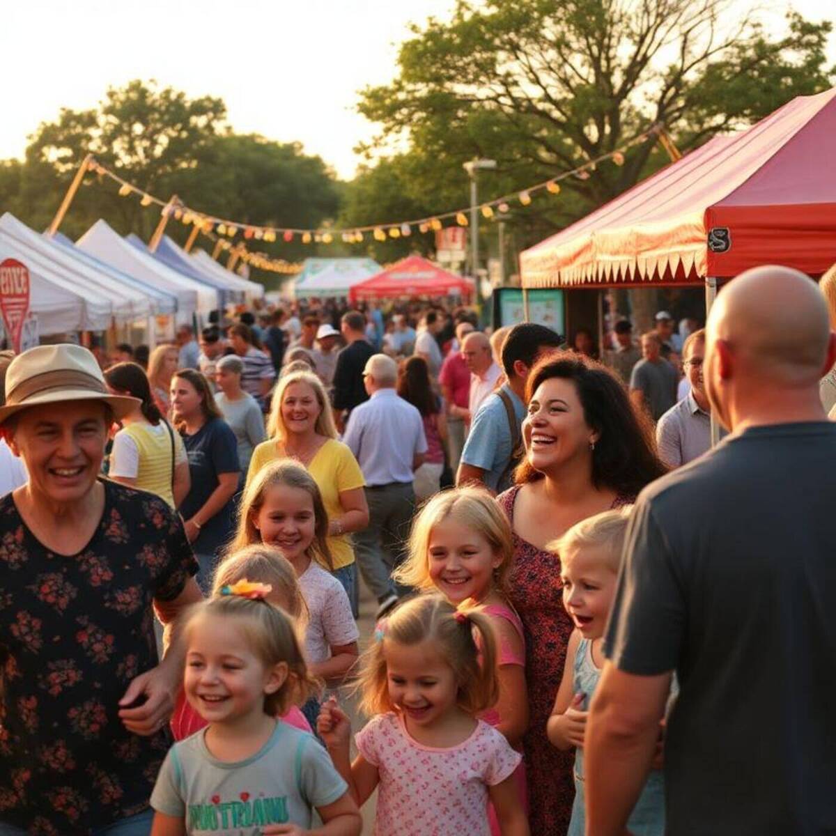 San Antonio families enjoying mobile attractions together at a busy outdoor community festival